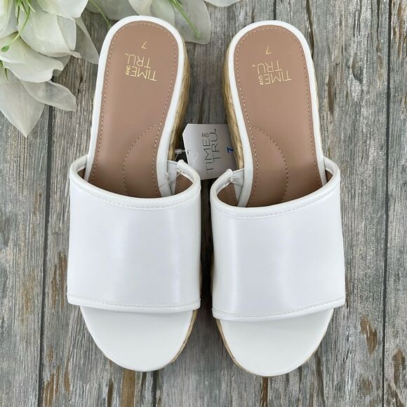 Women's Dressy Raffia Platform Slide Sandals Shies Size 7 - Picture 1 of 12